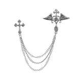 Maxbell Angel Wing Brooch Jewelry Tassel Chain Pin Lapel Pins Badges Rhinestone Argent