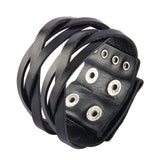 Maxbell Bangles Cuff Wrap Bracelet Adjustable Wide Wristband Multilayer Punk Jewelry Black