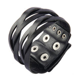 Maxbell Bangles Cuff Wrap Bracelet Adjustable Wide Wristband Multilayer Punk Jewelry Black