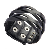 Maxbell Bangles Cuff Wrap Bracelet Adjustable Wide Wristband Multilayer Punk Jewelry Black