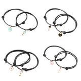 Maxbell Heart Decor Matching Bracelets Set for Women Men Delicate Accessory Blue