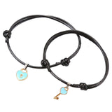 Maxbell Heart Decor Matching Bracelets Set for Women Men Delicate Accessory Blue