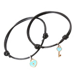 Maxbell Heart Decor Matching Bracelets Set for Women Men Delicate Accessory Blue