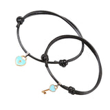 Maxbell Heart Decor Matching Bracelets Set for Women Men Delicate Accessory Blue