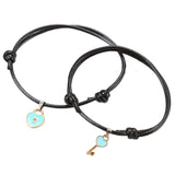 Maxbell Heart Decor Matching Bracelets Set for Women Men Delicate Accessory Blue