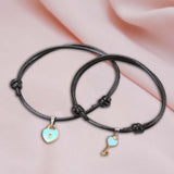 Maxbell Heart Decor Matching Bracelets Set for Women Men Delicate Accessory Blue
