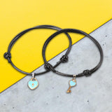 Maxbell Heart Decor Matching Bracelets Set for Women Men Delicate Accessory Blue