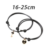 Maxbell Heart Decor Matching Bracelets Set for Women Men Delicate Accessory Black
