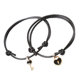 Maxbell Heart Decor Matching Bracelets Set for Women Men Delicate Accessory Black