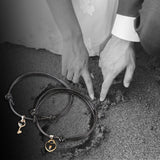 Maxbell Heart Decor Matching Bracelets Set for Women Men Delicate Accessory Black