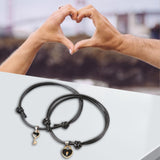Maxbell Heart Decor Matching Bracelets Set for Women Men Delicate Accessory Black