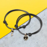 Maxbell Heart Decor Matching Bracelets Set for Women Men Delicate Accessory Black