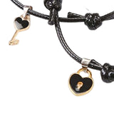 Maxbell Heart Decor Matching Bracelets Set for Women Men Delicate Accessory Black