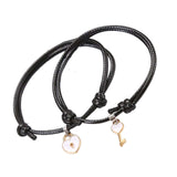 Maxbell Heart Decor Matching Bracelets Set for Women Men Delicate Accessory White