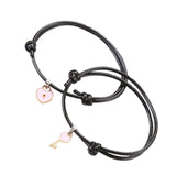 Maxbell Heart Decor Matching Bracelets Set for Women Men Delicate Accessory Pink