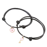 Maxbell Heart Decor Matching Bracelets Set for Women Men Delicate Accessory Pink