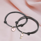 Maxbell Heart Decor Matching Bracelets Set for Women Men Delicate Accessory Pink