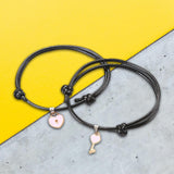 Maxbell Heart Decor Matching Bracelets Set for Women Men Delicate Accessory Pink