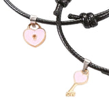 Maxbell Heart Decor Matching Bracelets Set for Women Men Delicate Accessory Pink
