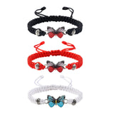 Maxbell Strand Braided Butterfly Charm String Bracelet Casual for Women Men Black