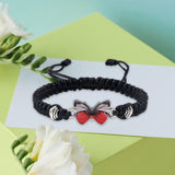 Maxbell Strand Braided Butterfly Charm String Bracelet Casual for Women Men Black