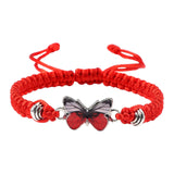 Maxbell Strand Braided Butterfly Charm String Bracelet Casual for Women Men Red