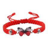 Maxbell Strand Braided Butterfly Charm String Bracelet Casual for Women Men Red