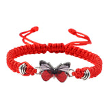 Maxbell Strand Braided Butterfly Charm String Bracelet Casual for Women Men Red