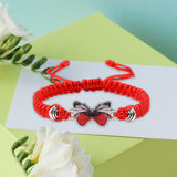 Maxbell Strand Braided Butterfly Charm String Bracelet Casual for Women Men Red