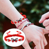 Maxbell Strand Braided Butterfly Charm String Bracelet Casual for Women Men Red