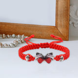 Maxbell Strand Braided Butterfly Charm String Bracelet Casual for Women Men Red