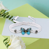 Maxbell Strand Braided Butterfly Charm String Bracelet Casual for Women Men White