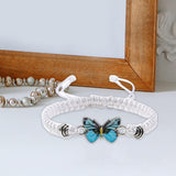 Maxbell Strand Braided Butterfly Charm String Bracelet Casual for Women Men White