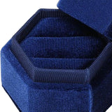 Maxbell Ring Box Holder Case Jewelry Packaging Gift Box Hexagonal for Proposal Navy blue