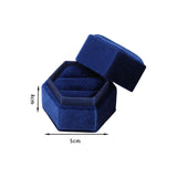 Maxbell Ring Box Holder Case Jewelry Packaging Gift Box Hexagonal for Proposal Navy blue