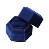 Maxbell Ring Box Holder Case Jewelry Packaging Gift Box Hexagonal for Proposal Navy blue