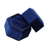 Maxbell Ring Box Holder Case Jewelry Packaging Gift Box Hexagonal for Proposal Navy blue