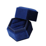 Maxbell Ring Box Holder Case Jewelry Packaging Gift Box Hexagonal for Proposal Navy blue