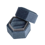 Maxbell Ring Box Holder Case Jewelry Packaging Gift Box Hexagonal for Proposal Gray blue