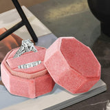 Maxbell Ring Box Holder Case Jewelry Packaging Gift Box Hexagonal for Proposal Pink