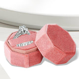 Maxbell Ring Box Holder Case Jewelry Packaging Gift Box Hexagonal for Proposal Pink