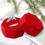 Maxbell Ring Box Holder Case Jewelry Packaging Gift Box Hexagonal for Proposal Red