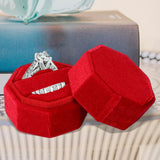 Maxbell Ring Box Holder Case Jewelry Packaging Gift Box Hexagonal for Proposal Red