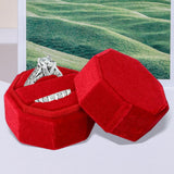 Maxbell Ring Box Holder Case Jewelry Packaging Gift Box Hexagonal for Proposal Red