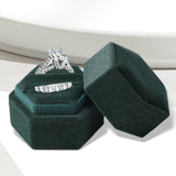 Maxbell Ring Box Holder Case Jewelry Packaging Gift Box Hexagonal for Proposal Dark green