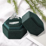 Maxbell Ring Box Holder Case Jewelry Packaging Gift Box Hexagonal for Proposal Dark green