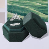 Maxbell Ring Box Holder Case Jewelry Packaging Gift Box Hexagonal for Proposal Dark green