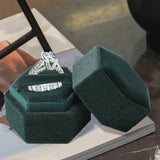 Maxbell Ring Box Holder Case Jewelry Packaging Gift Box Hexagonal for Proposal Dark green