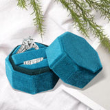 Maxbell Ring Box Holder Case Jewelry Packaging Gift Box Hexagonal for Proposal Light blue