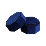 Maxbell Ring Box Holder Case Elegant and Luxurious Display Box for Engagement Gifts Navy blue